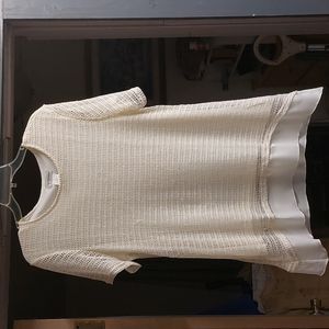 CW Classics Crochet Top With Sheer Hem Ivory Sz L